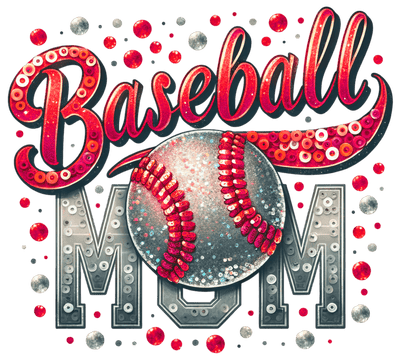 Baseball Mom Laces in Red DTF (direct-to-film) Transfer