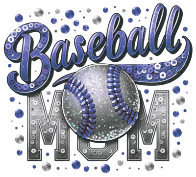 Baseball Mom Sequins Navy Blue DTF (direct-to-film) Transfer