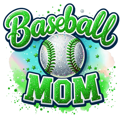 Baseball Mom Sparkly Green DTF (direct-to-film) Transfer