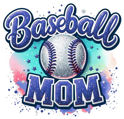 Baseball Mom Stars Navy Blue DTF (direct-to-film) Transfer