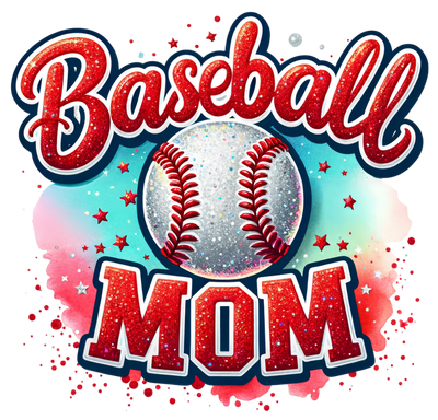 Baseball Mom with Stars Red Colordrip DTF (direct-to-film) Transfer