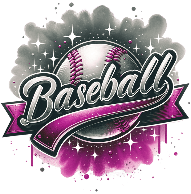 Baseball Smokey Colordrip Pink DTF (direct-to-film) Transfer