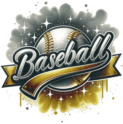 Baseball Smokey Gold DTF (direct-to-film) Transfer