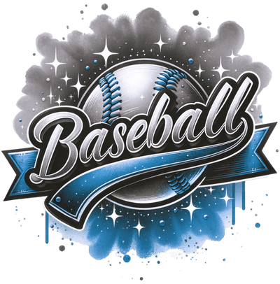 Baseball with Colordrip Blue DTF (direct-to-film) Transfer