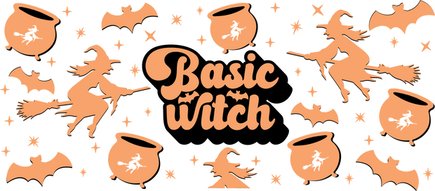 Basic Witch in Orange 16oz UV DTF Libby Wrap