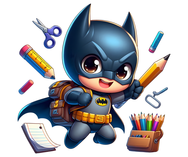 Bat Boy & Color Pencils DTF (direct-to-film) Transfer