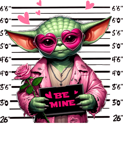 Be Mine Valentine Baby Yoda DTF (direct-to-film) Transfer
