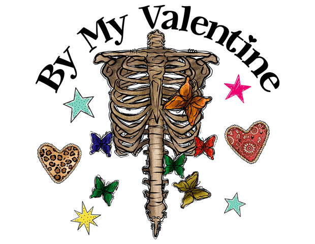 Be My Valentine With Hearts Stars And Bones DTF (direct-to-film) Transfer