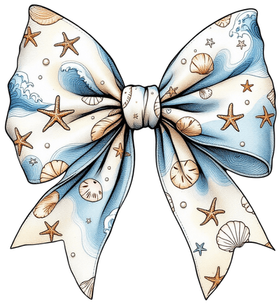 Beach Bow Shells & Starfish DTF (direct-to-film) Transfer