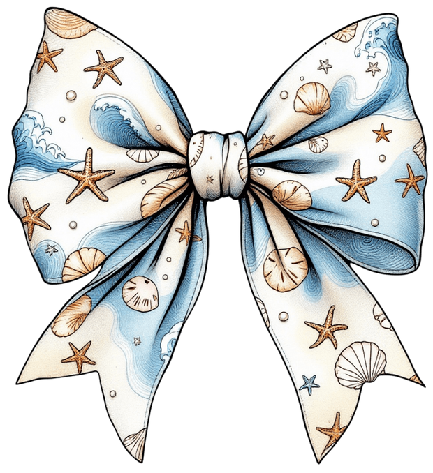 Beach Bow Shells & Starfish DTF (direct-to-film) Transfer