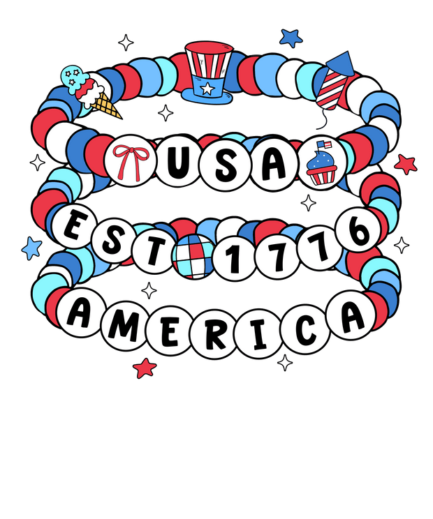 Beaded Braclets USA DTF (direct-to-film) Transfer