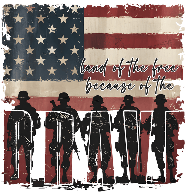 Because of the Brave Flag & Heros DTF (direct-to-film) Transfer