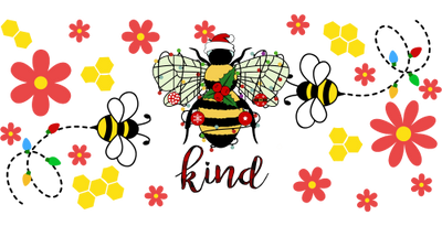 Bee Kind Christmas- Honey Bee Christmas 16oz UV DTF Libby Cup Wrap