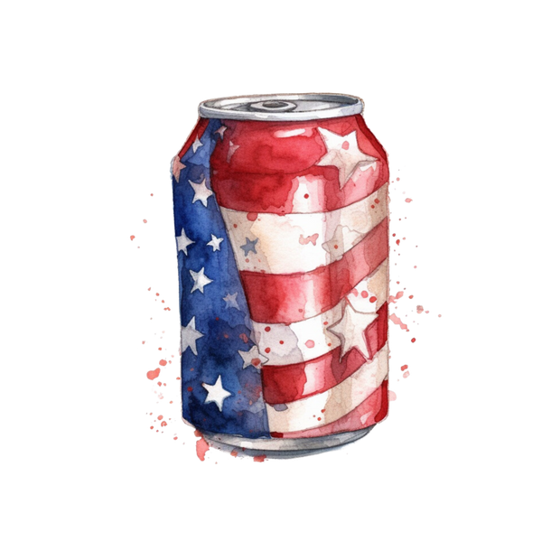 Beer Can Wrapped In Old Glory  DTF (direct-to-film) Transfer