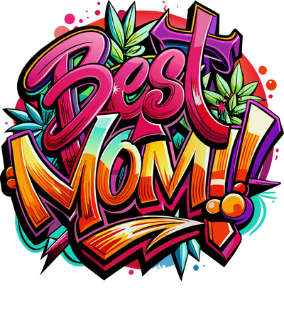 Best Mom Leaves & Color Drip DTF (direct-to-film) Transfer