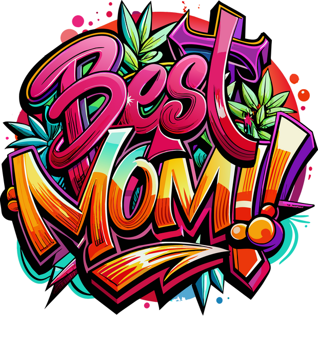 Best Mom Leaves & Color Drip DTF (direct-to-film) Transfer