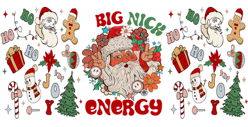 Big Nick Energy-Retro Christmas-Santa Claus Merry Christmas 16oz UV DTF Libby Cup Wrap