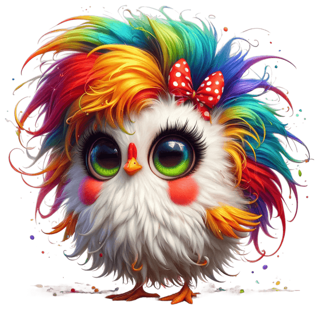 Big Pink Cheeks Fluffy Chicken and Bow DTF (direct-to-film) Transfer