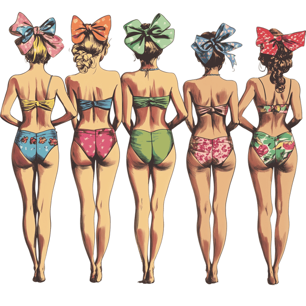Bikini Ladies with Polkadot Bows DTF (direct-to-film) Transfer