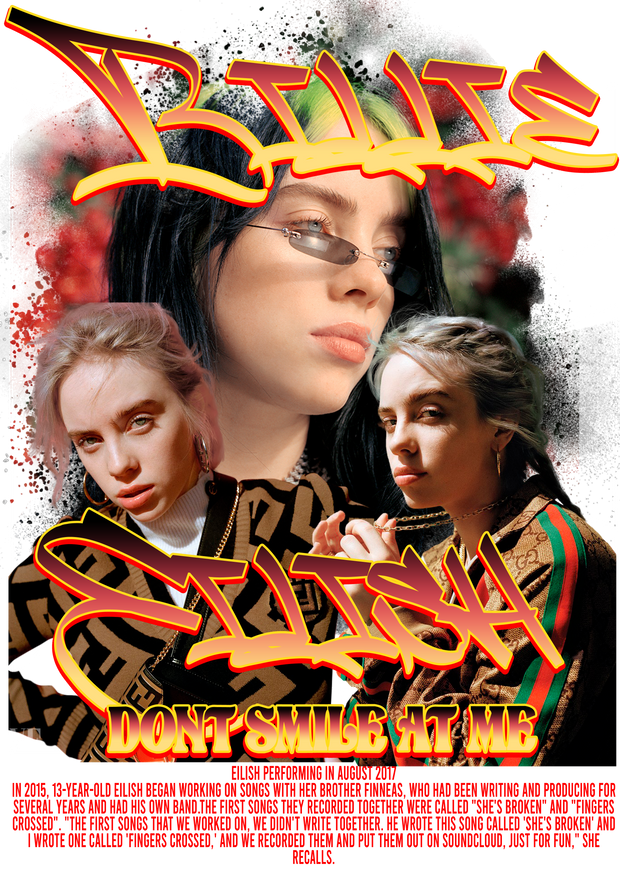 Billie Eilish Don't Smile at Me DTF (direct-to-film) Transfer