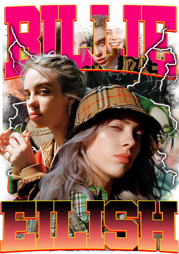 Billie Eilish Pink Font Plaid Hat DTF (direct-to-film) Transfer