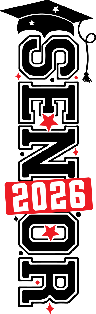Black Cap Senior 2026 Vertical DTF (direct-to-film) Transfer