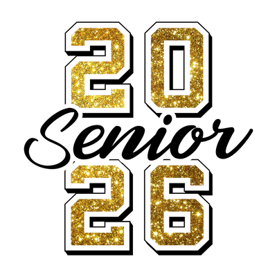 Black Font Senior Gold 2026 DTF (direct-to-film) Transfer