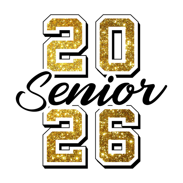 Black Font Senior Gold 2026 DTF (direct-to-film) Transfer