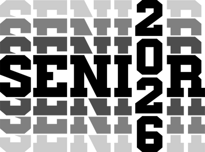 Black Senior 2026 Stacked Text DTF (direct-to-film) Transfer