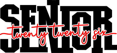 Black Senior Red Twenty Twenty Six DTF (direct-to-film) Transfer