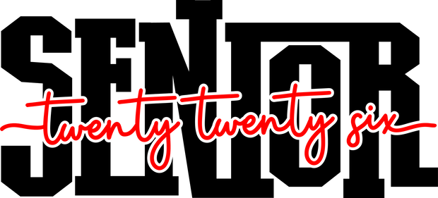 Black Senior Red Twenty Twenty Six DTF (direct-to-film) Transfer
