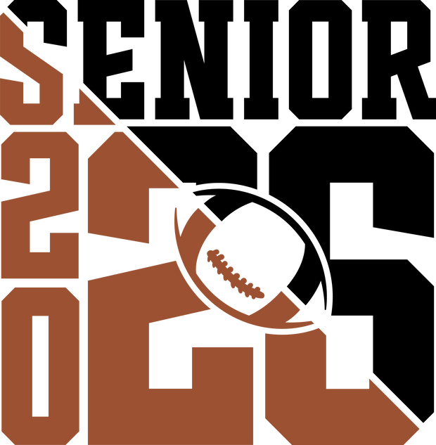 Black & Brown Split Senior Football 2026 DTF (direct-to-film) Transfer