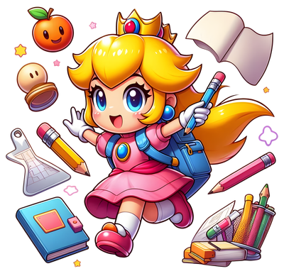 Blonde Princess & School Supplies DTF (direct-to-film) Transfer