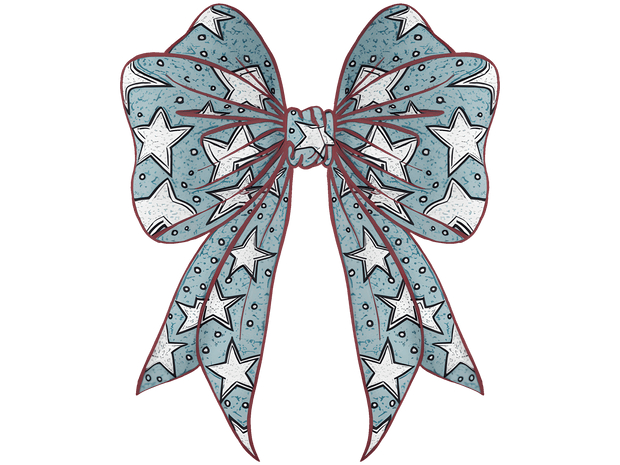 Blue Bow White Stars DTF (direct-to-film) Transfer