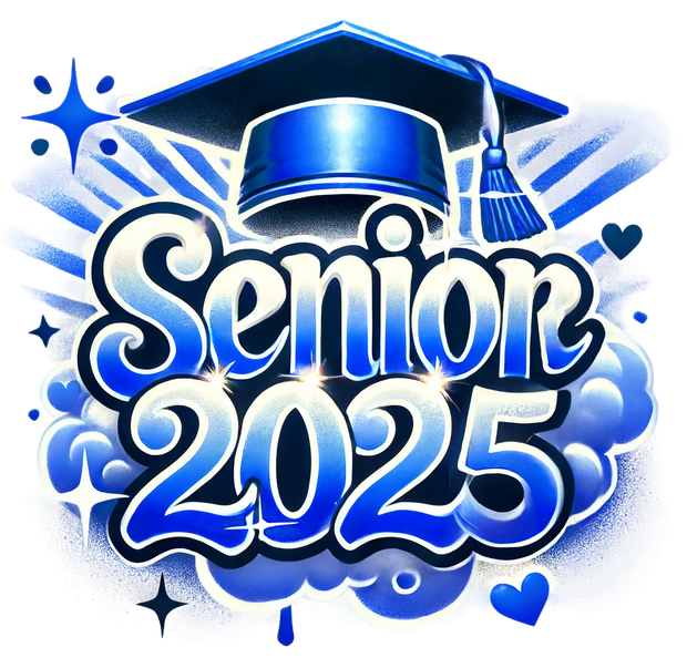 Blue Bubbles Senior 2025 Airbrushed DTF (direct-to-film) Transfer