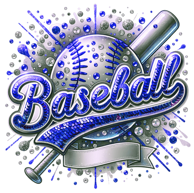 Blue Font Baseball Blank Banner Colordrip DTF (direct-to-film) Transfer
