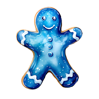 Blue Gingerbread Cookie DTF (direct-to-film) Transfer