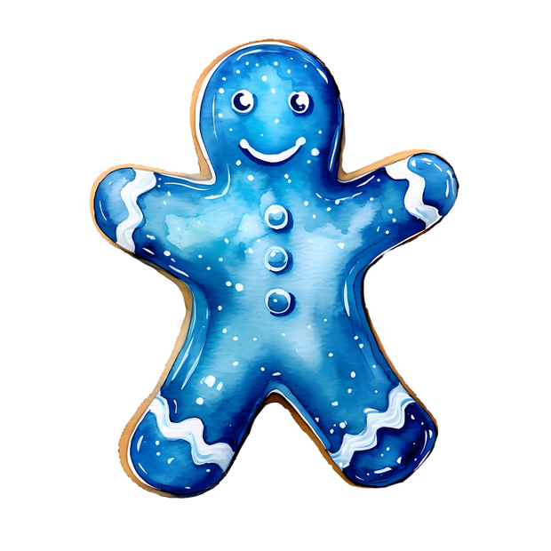 Blue Gingerbread Cookie DTF (direct-to-film) Transfer