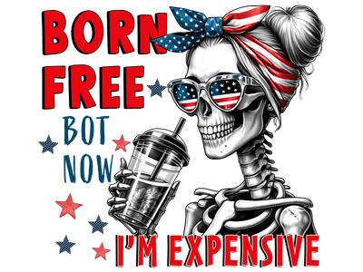 Born Free Skeleton in Shades DTF (direct-to-film) Transfer