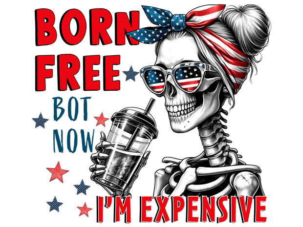 Born Free Skeleton in Shades DTF (direct-to-film) Transfer