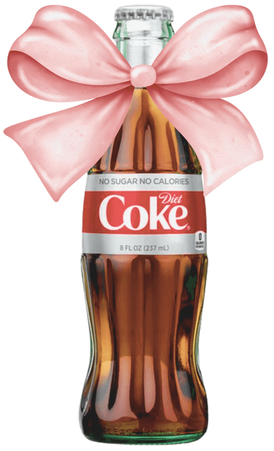 Bottle of Diet Coke & Pink Bow DTF (direct-to-film) Transfer