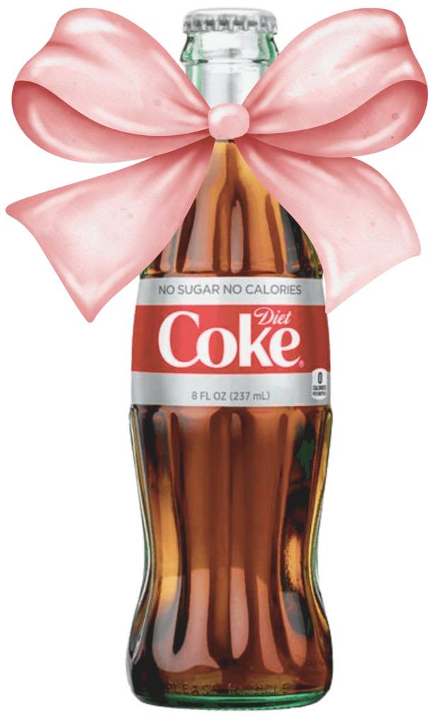 Bottle of Diet Coke & Pink Bow DTF (direct-to-film) Transfer