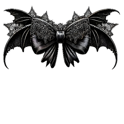 Bow With Bat Wings Black Halloween DTF (direct-to-film) Transfer