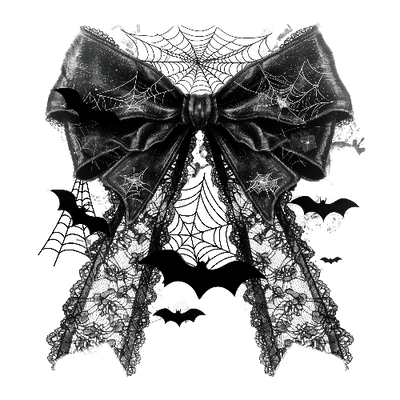 Bow With Lace Black 21 Halloween DTF (direct-to-film) Transfer