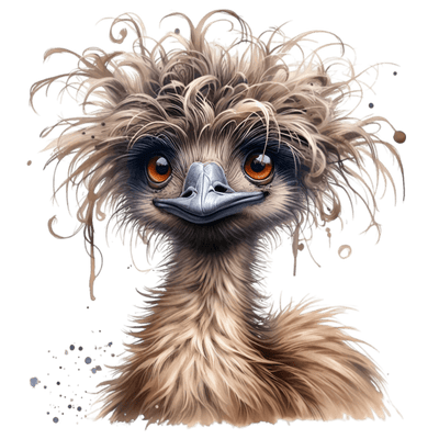 Brown Emu & Color Spots DTF (direct-to-film) Transfer