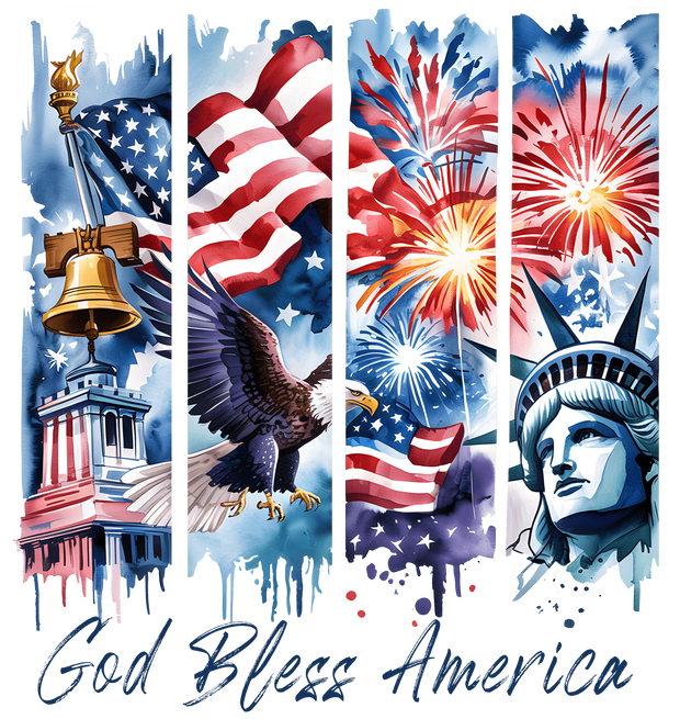 Brush Strokes God Bless America DTF (direct-to-film) Transfer