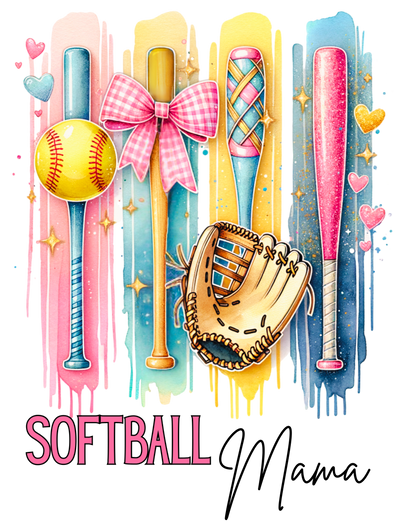 Brush Strokes Softball Mama DTF (direct-to-film) Transfer