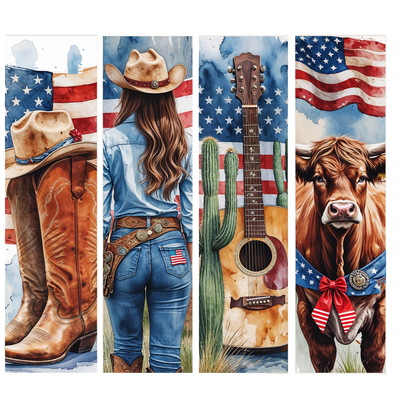 Brush Strokes USA Guitar & Cow DTF (direct-to-film) Transfer