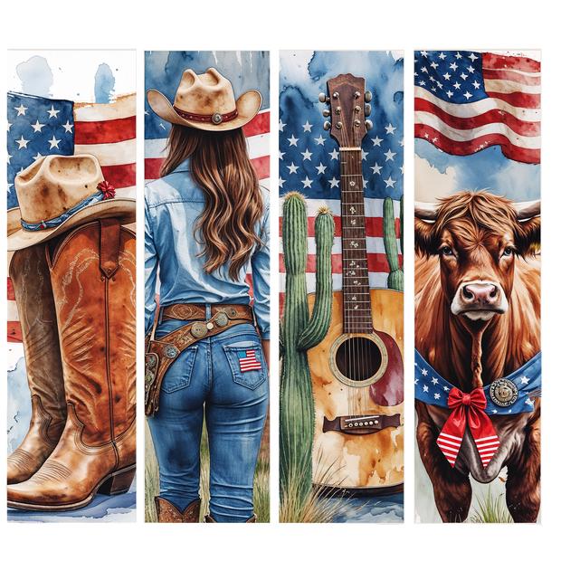 Brush Strokes USA Guitar & Cow DTF (direct-to-film) Transfer