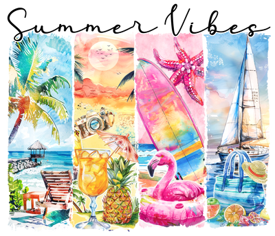 Brush Strokes of Beach Summer Vibes DTF (direct-to-film) Transfer